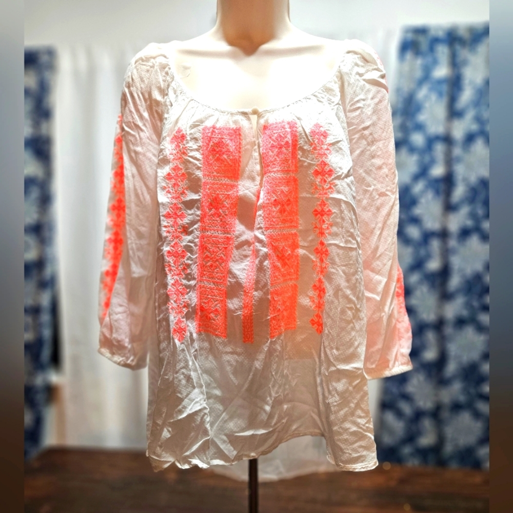 White and Coral women's blouse
